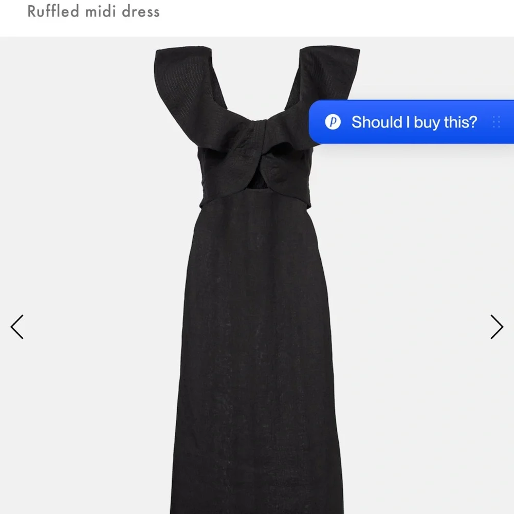 Johanna Ortiz Black Midi Dress with Statement Ruffle - Picture 4 of 4